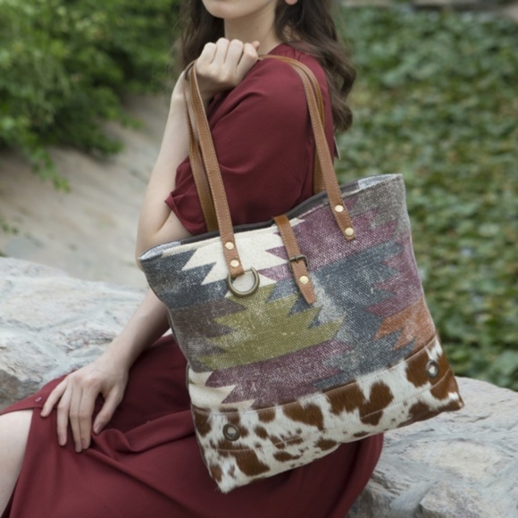 Myra Bag Spring Tote upcycled canvas purse C622 - Picture 3 of 6